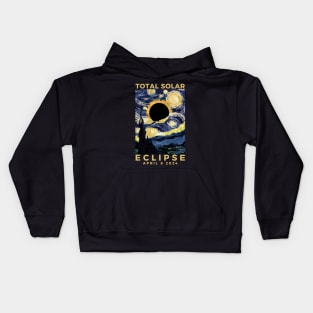 Van Gogh Starry Night Total Solar Eclipse April 8 2024 Kids Hoodie